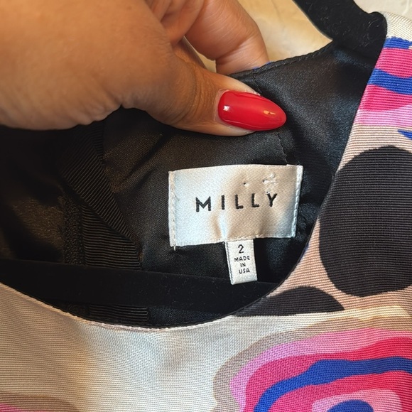 MILLY Multicolor Abstract Printed Mini Shift Dress Size 2 - Picture 4 of 10